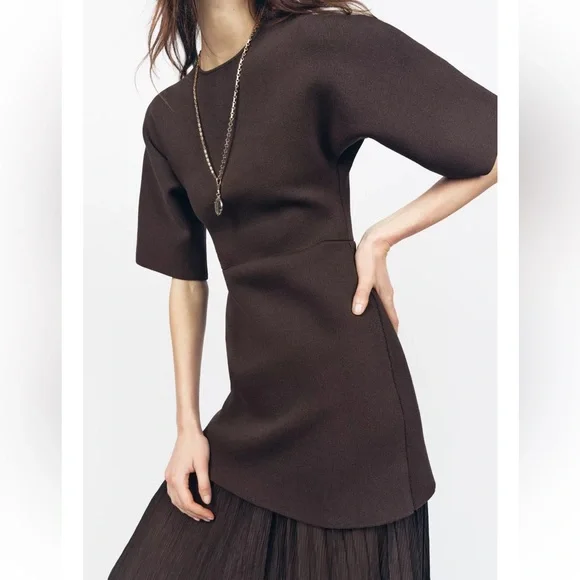 Zara Dark Brown Midi Dress - Picture 7 of 14